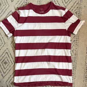 GAP adult Maroon and White Striped Tee